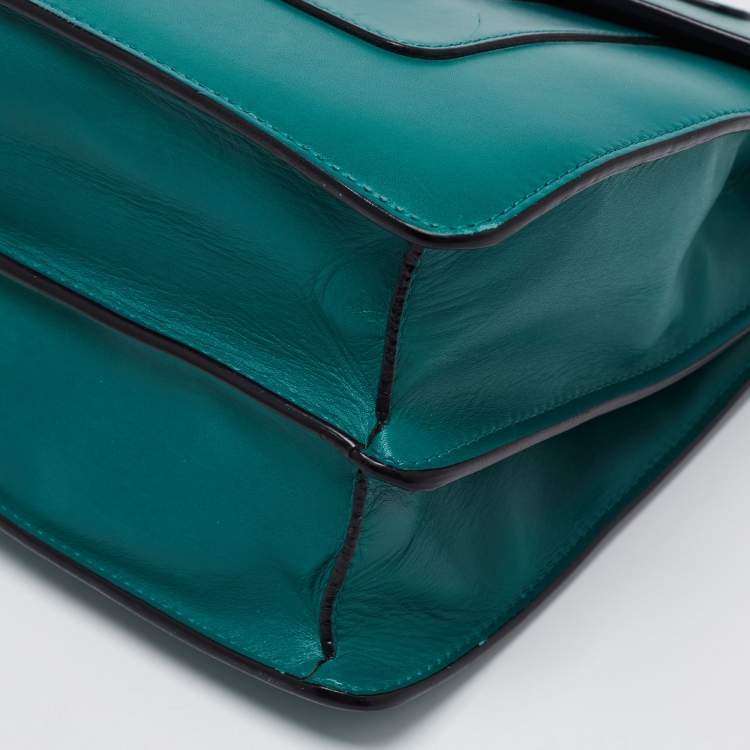 Pre Owned Bvlgari Green Leather Large Serpenti Forever Shoulder Bag