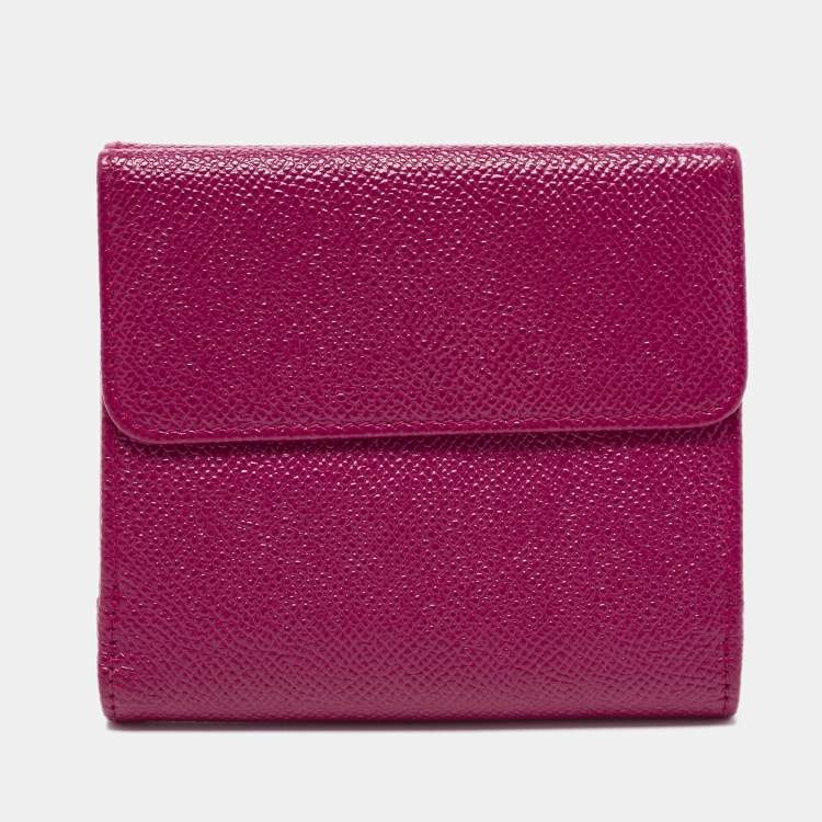 Pre Owned Bvlgari Purple Leather Trifold Wallet