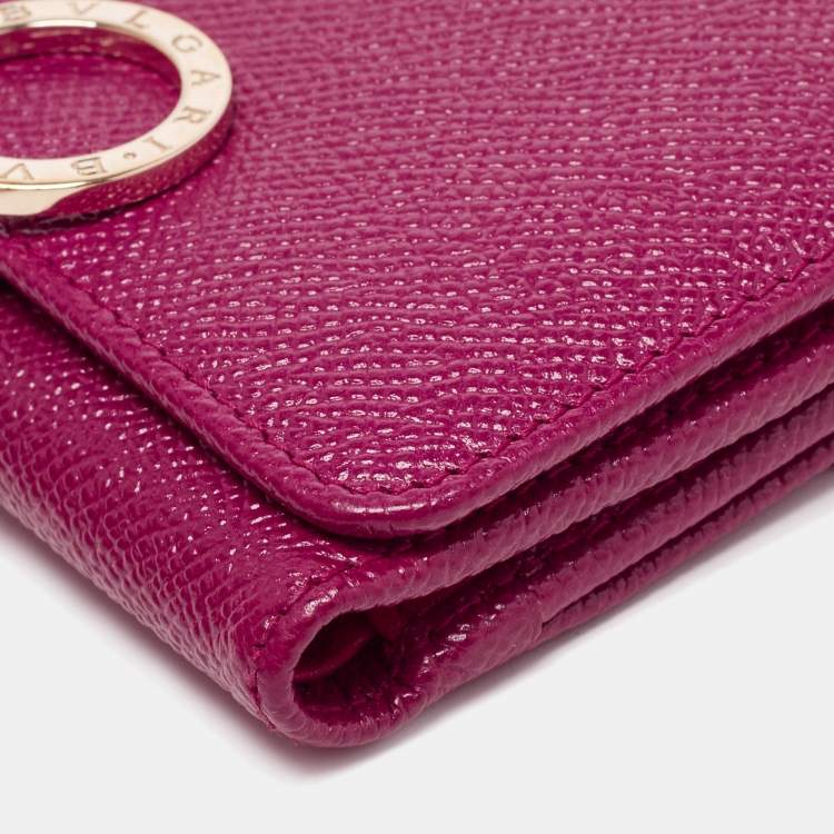 Pre Owned Bvlgari Purple Leather Trifold Wallet