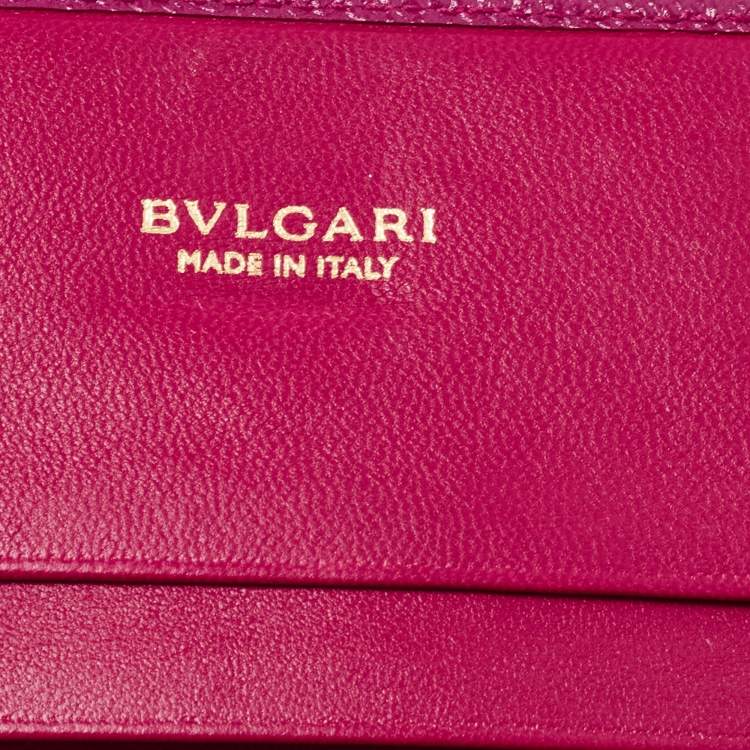 Pre Owned Bvlgari Purple Leather Trifold Wallet