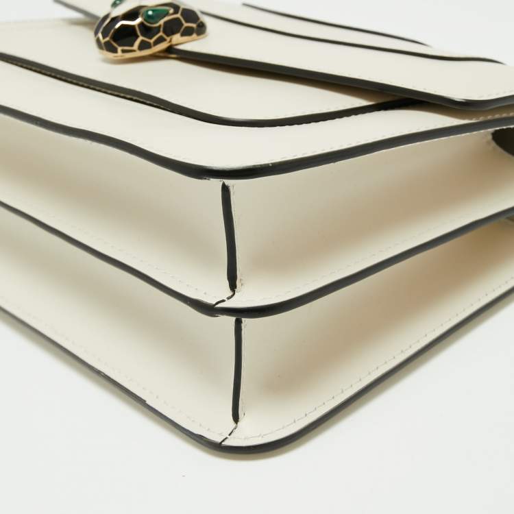 Pre Owned Bvlgari Off White Leather Serpenti Forever Flap Shoulder Bag