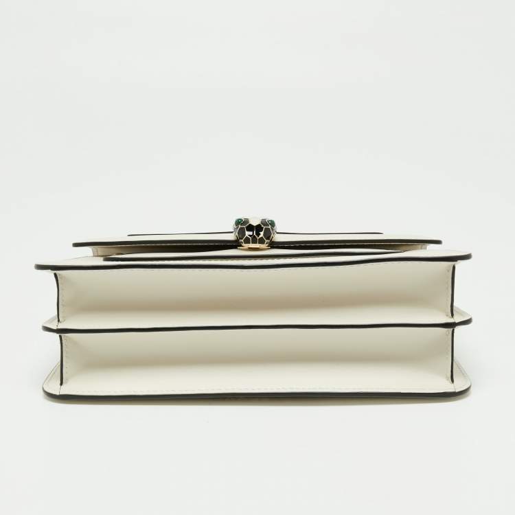 Pre Owned Bvlgari Off White Leather Serpenti Forever Flap Shoulder Bag