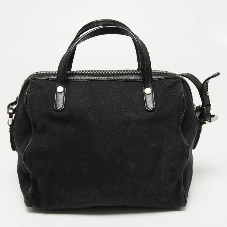 Pre Owned Bvlgari Black Canvas and Leather Satchel