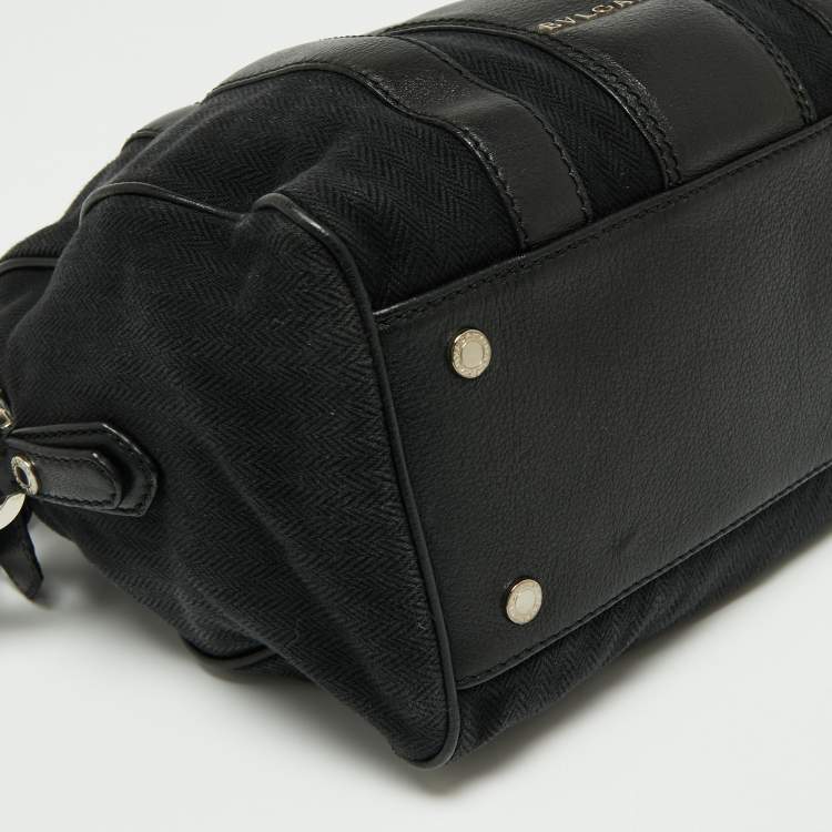 Pre Owned Bvlgari Black Canvas and Leather Satchel