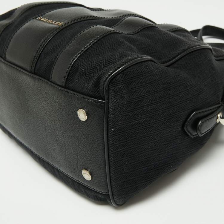 Pre Owned Bvlgari Black Canvas and Leather Satchel
