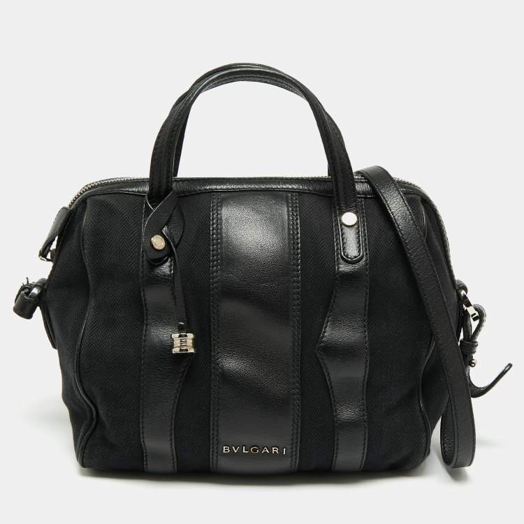 Pre Owned Bvlgari Black Canvas and Leather Satchel