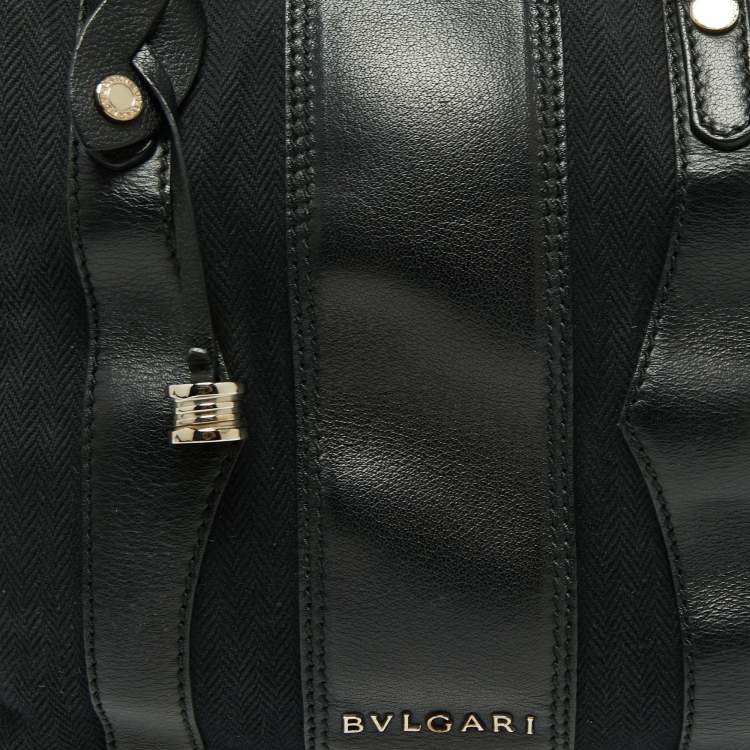 Pre Owned Bvlgari Black Canvas and Leather Satchel