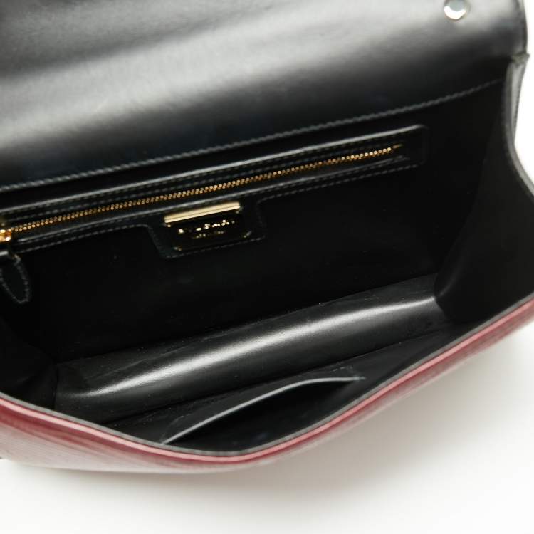 Pre Owned Bvlgari Burgundy/Black Diamond Blast Leather Serpenti Forever Top Handle Bag
