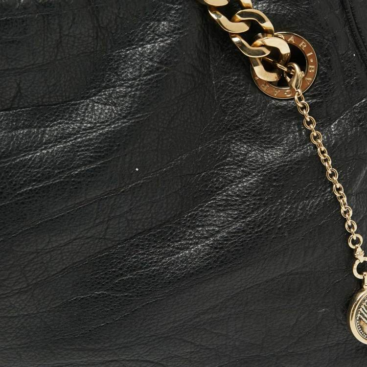 Pre Owned Bvlgari Black Leather Bon Ton Tote