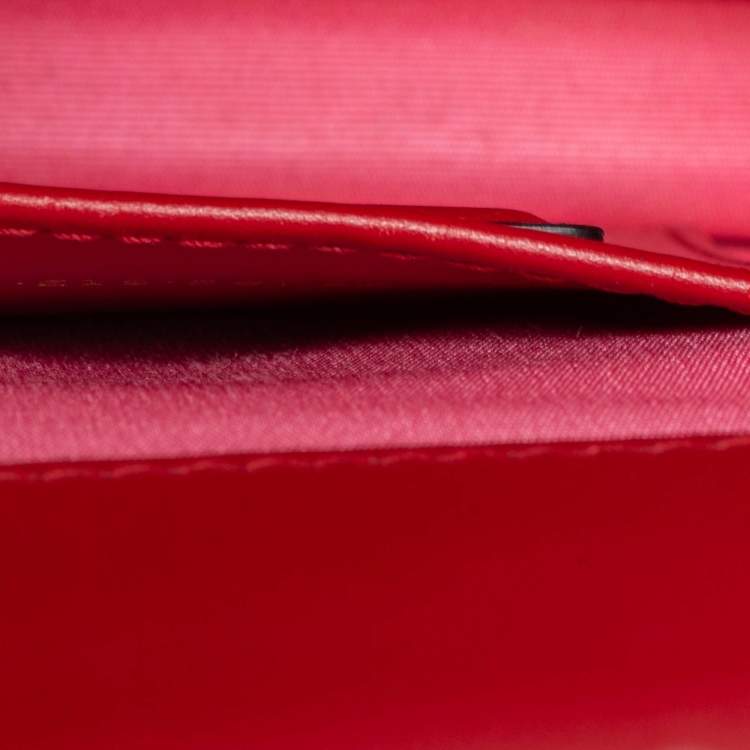 Pre Owned Bvlgari Red Leather Serpenti Forever Top Handle Bag
