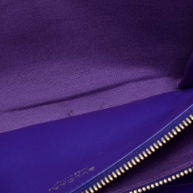Pre Owned Bvlgari Blue Leather Isabella Rossellini Continental Wallet