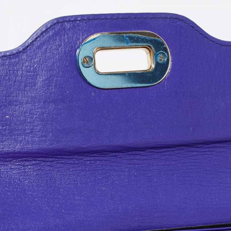 Pre Owned Bvlgari Blue Leather Isabella Rossellini Continental Wallet