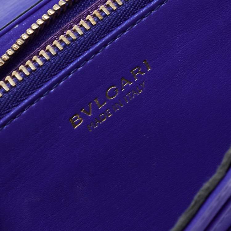 Pre Owned Bvlgari Blue Leather Isabella Rossellini Continental Wallet