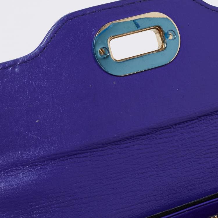 Pre Owned Bvlgari Blue Leather Isabella Rossellini Continental Wallet