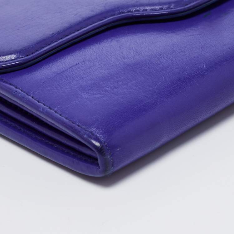 Pre Owned Bvlgari Blue Leather Isabella Rossellini Continental Wallet