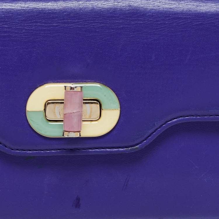 Pre Owned Bvlgari Blue Leather Isabella Rossellini Continental Wallet