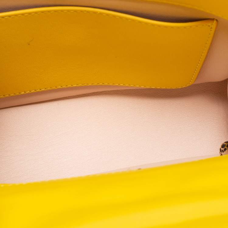 Pre Owned Bvlgari Yellow Soft Matelasse Leather Serpenti Cabochon Shoulder Bag