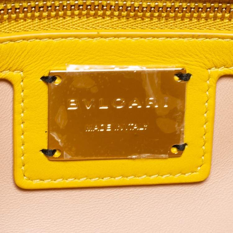 Pre Owned Bvlgari Yellow Soft Matelasse Leather Serpenti Cabochon Shoulder Bag
