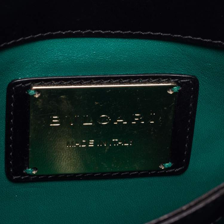 Pre Owned Bvlgari Metallic/Black Lizard,Perspex and Leather Small Flap Cover Shoulder Bag