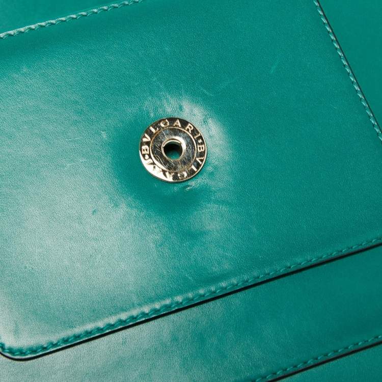 Pre Owned Bvlgari Green Leather Medium Serpenti Forever Flap Shoulder Bag
