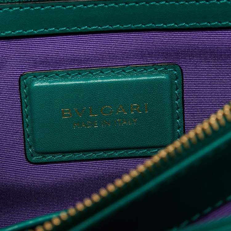 Pre Owned Bvlgari Green Leather Medium Serpenti Forever Flap Shoulder Bag