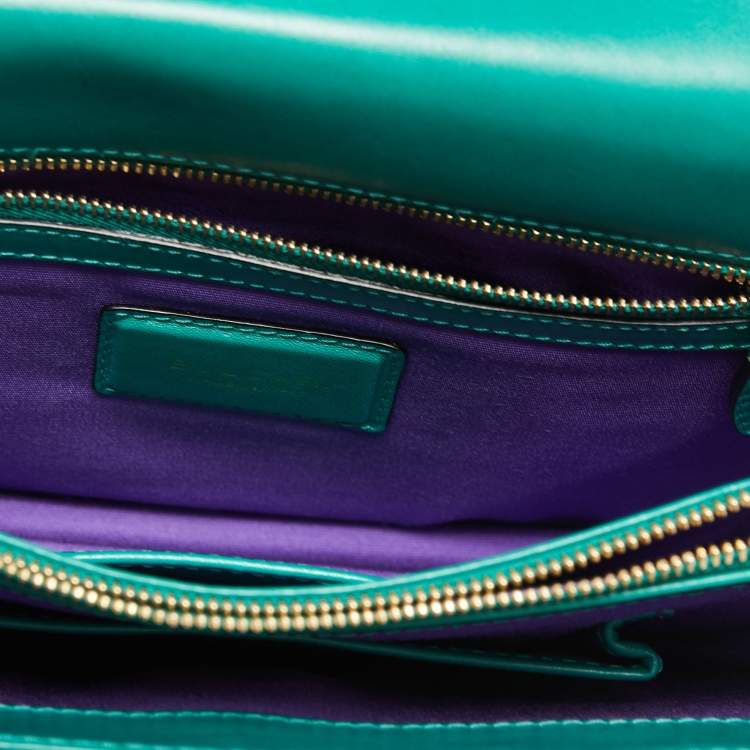 Pre Owned Bvlgari Green Leather Medium Serpenti Forever Flap Shoulder Bag
