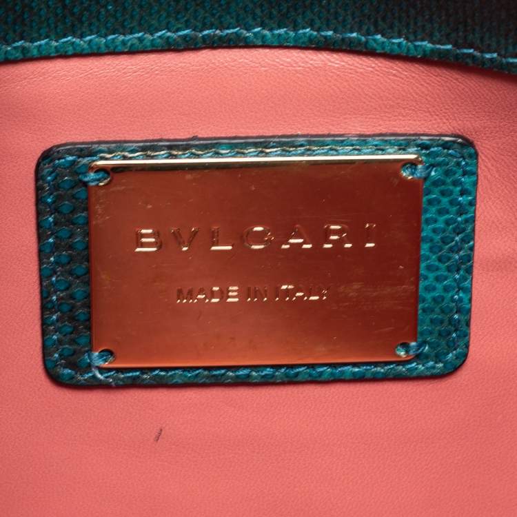 Pre Owned Bvlgari Green/Black Karung Leather and Perspex Flap Cover Shoulder Bag