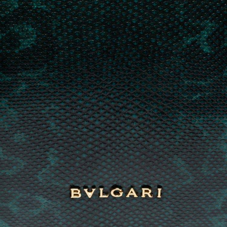 Pre Owned Bvlgari Green/Black Karung Leather and Perspex Flap Cover Shoulder Bag