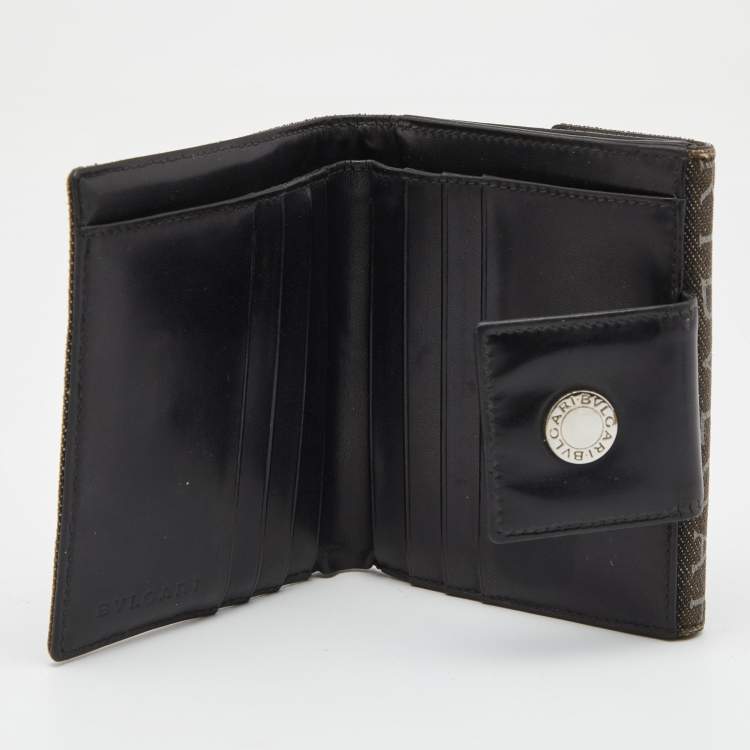 Pre Owned Bvlgari Black Logo Mania Denim Compact Flap Wallet