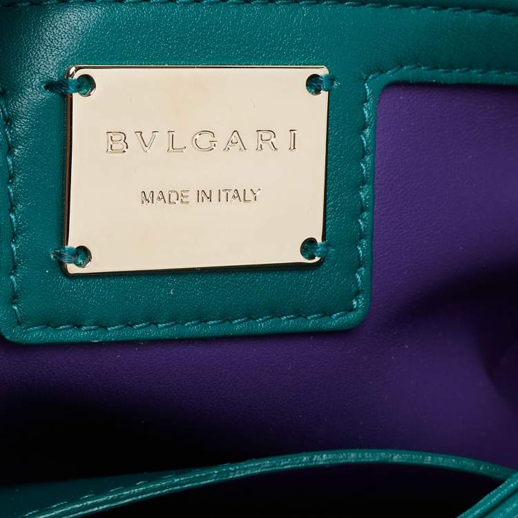 Pre Owned Bvlgari Green Quilted Leather Small Serpenti Cabochon Crossbody Bag