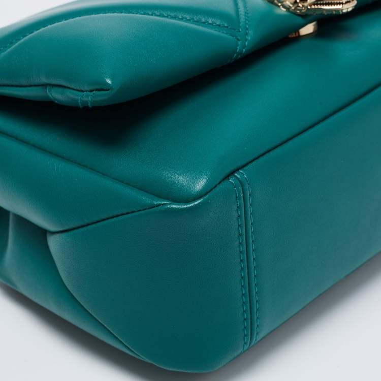 Pre Owned Bvlgari Green Quilted Leather Small Serpenti Cabochon Crossbody Bag