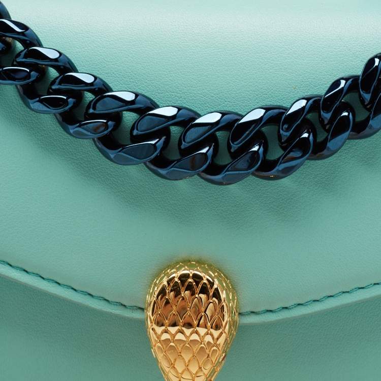 Pre Owned Bvlgari Turquoise Leather Serpenti Forever Pochette 
