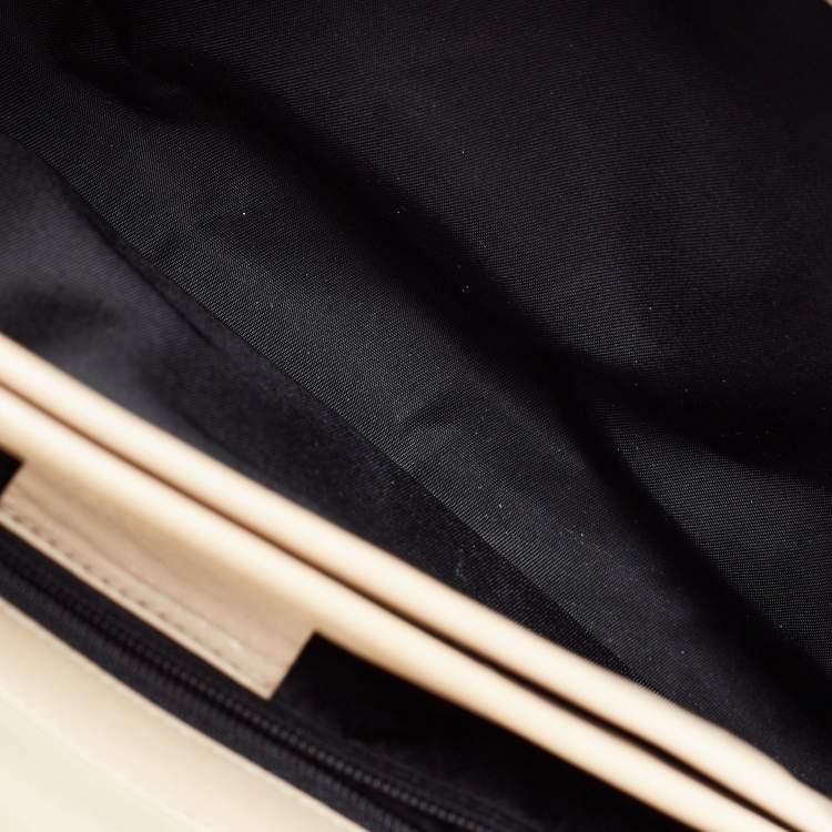 Pre Owned Bvlgari Red/Beige Logo Mania Fabric and Leather Baguette Bag