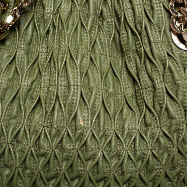 Pre Owned Bvlgari Green Willow Matelassé Leather Monete Tote