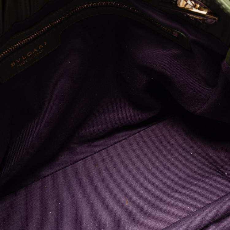 Pre Owned Bvlgari Green Willow Matelassé Leather Monete Tote