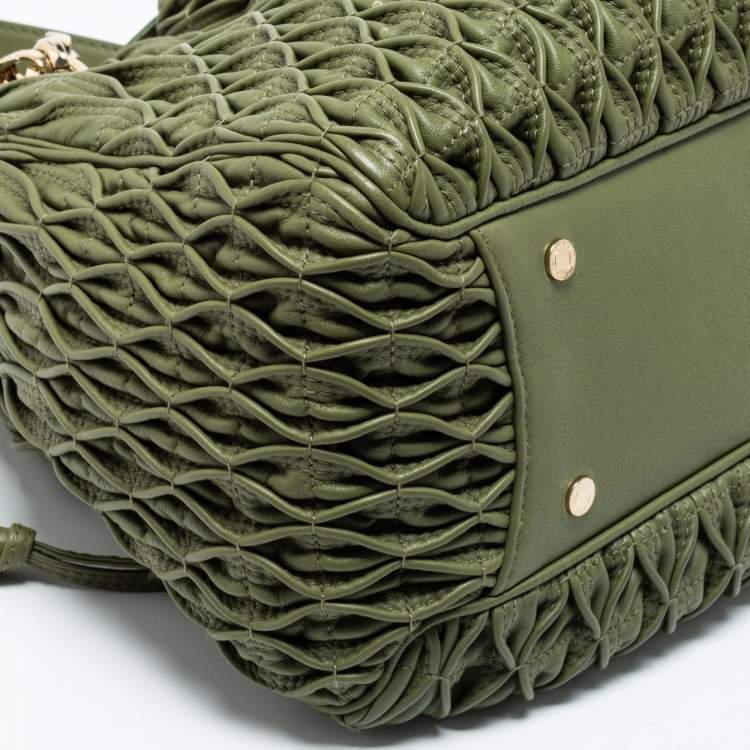 Pre Owned Bvlgari Green Willow Matelassé Leather Monete Tote