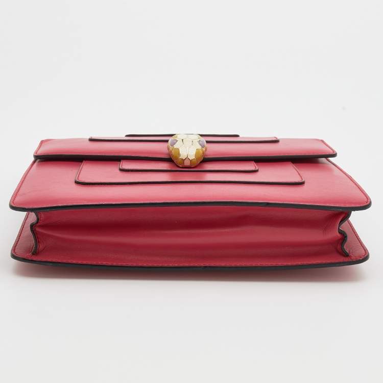 Pre Owned Bvlgari Pink Leather Medium Serpenti Forever Shoulder Bag
