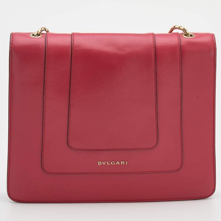 Pre Owned Bvlgari Pink Leather Medium Serpenti Forever Shoulder Bag