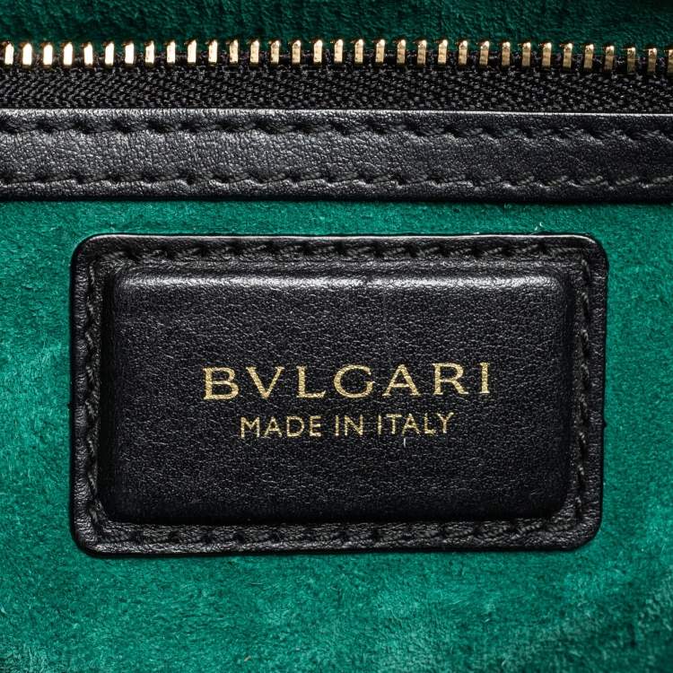 Pre Owned Bvlgari Black Leather and Snakeskin Top Handle Bag