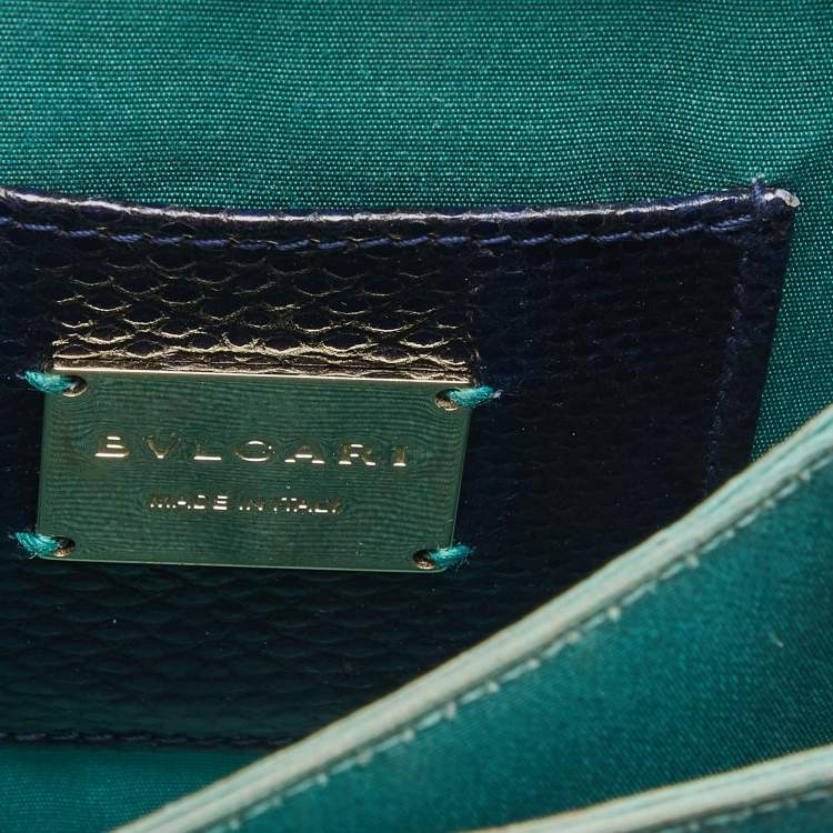 Pre Owned Bvlgari Navy Blue Karung Serpenti Forever Flap Top Handle Bag
