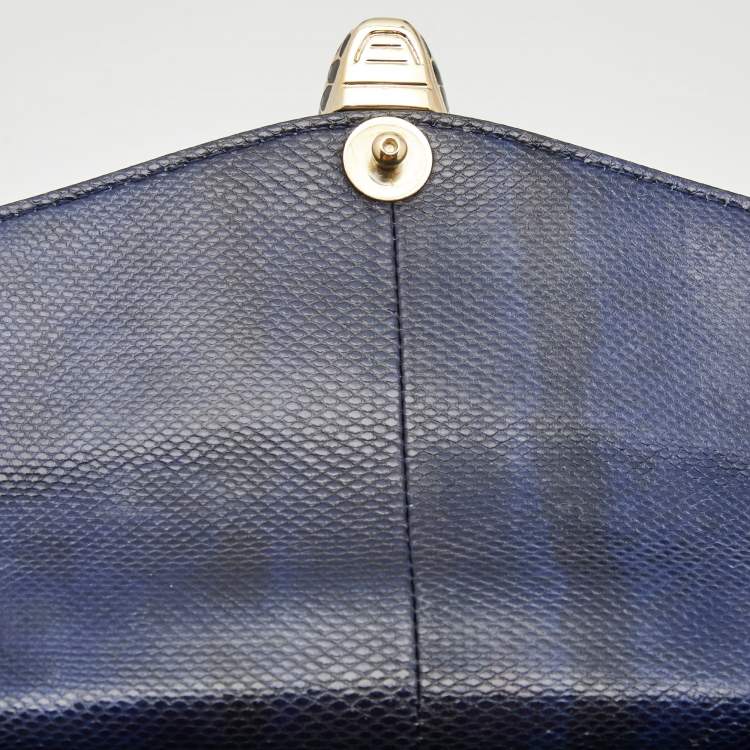 Pre Owned Bvlgari Navy Blue Karung Serpenti Forever Flap Top Handle Bag