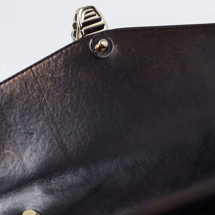 Pre Owned Bvlgari Black Leather Small Serpenti Forever Shoulder Bag