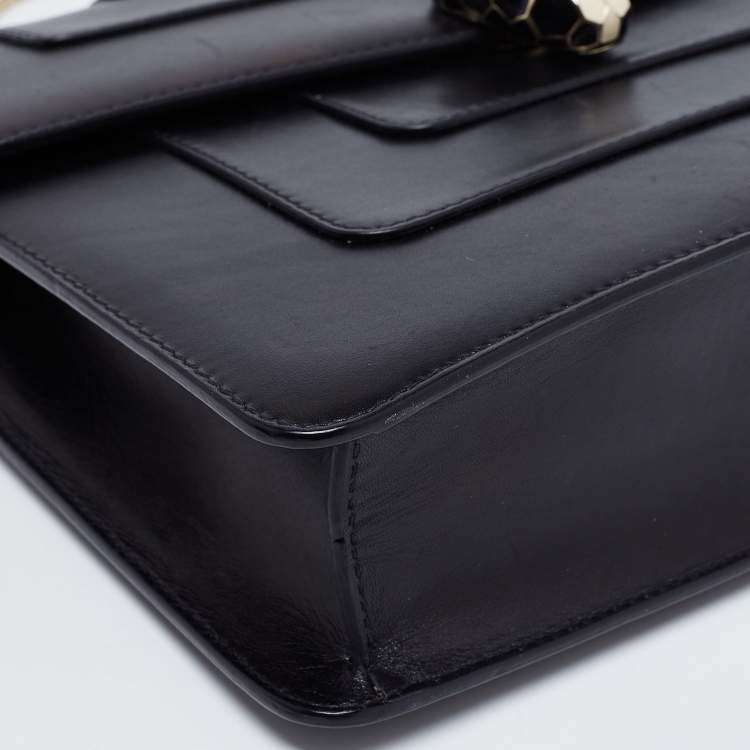 Pre Owned Bvlgari Black Leather Small Serpenti Forever Shoulder Bag