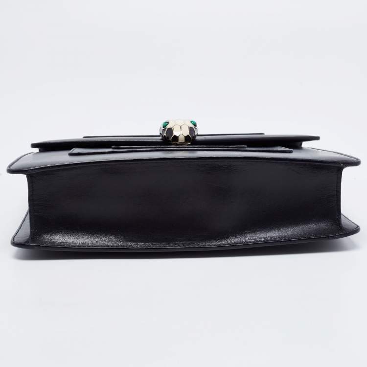 Pre Owned Bvlgari Black Leather Small Serpenti Forever Shoulder Bag