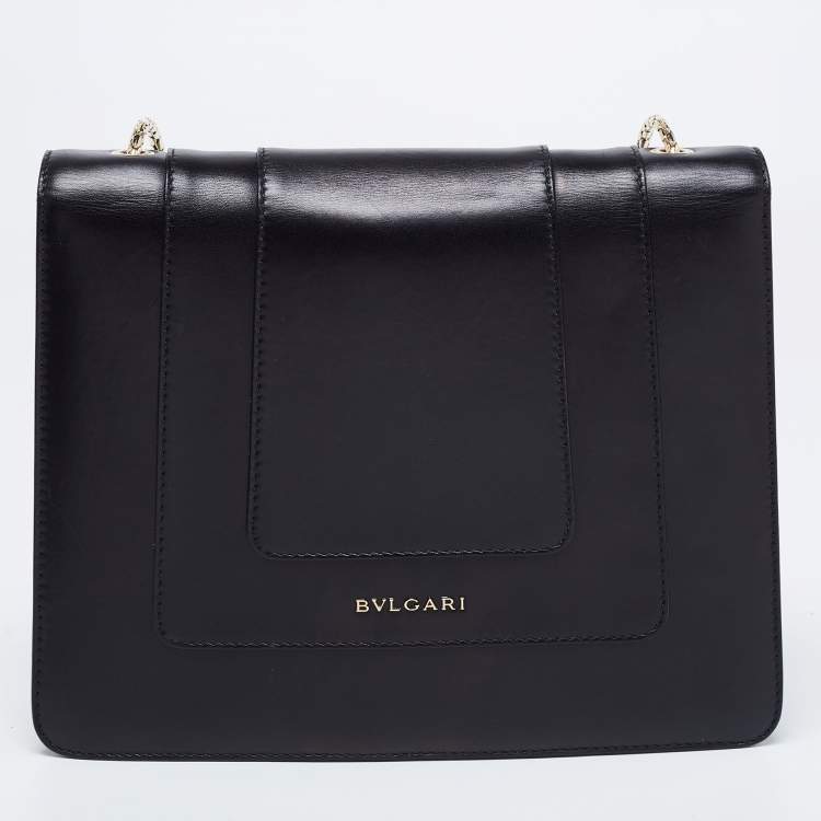 Pre Owned Bvlgari Black Leather Small Serpenti Forever Shoulder Bag