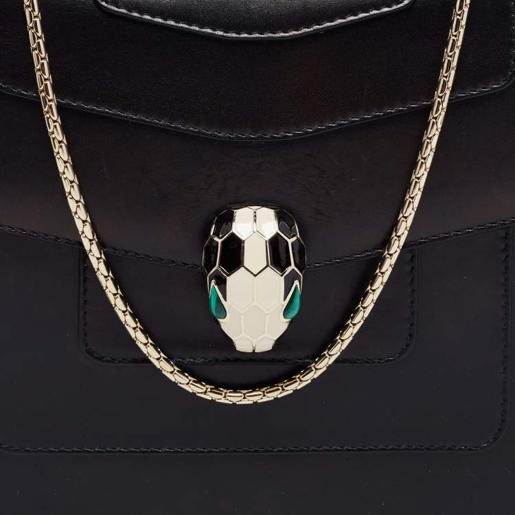 Pre Owned Bvlgari Black Leather Small Serpenti Forever Shoulder Bag