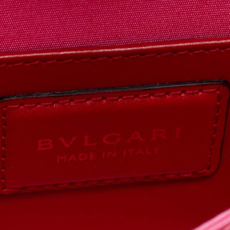 Pre Owned Bvlgari Red Leather Serpenti Forever Top Handle Bag