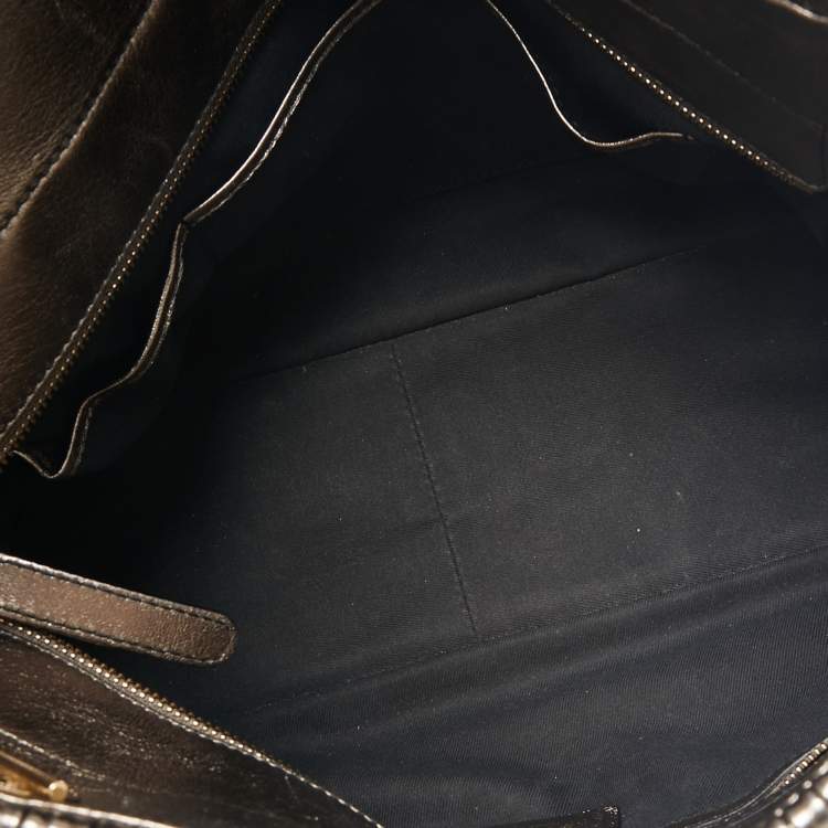 Pre Owned Bvlgari Metallic Grey Leather Monte Plisse Shopper Tote