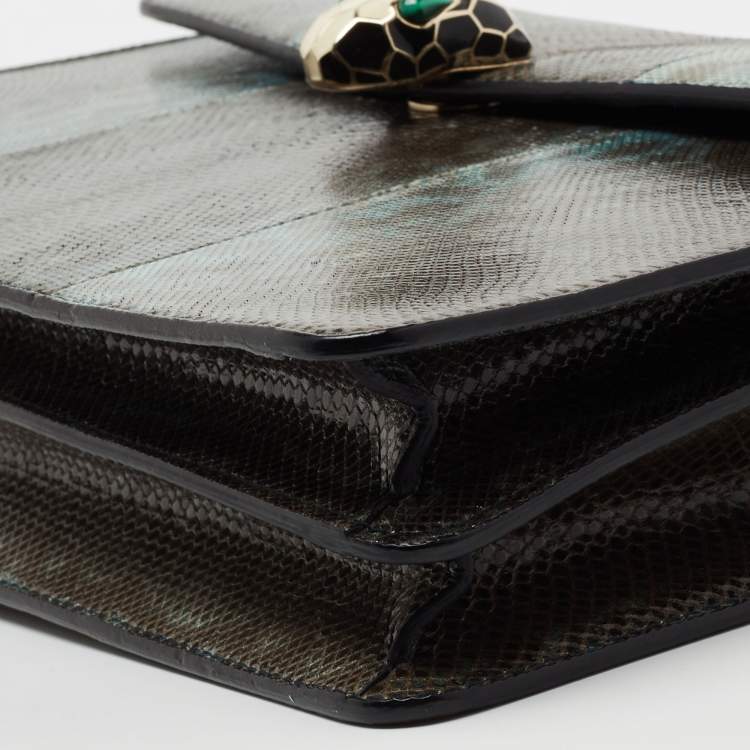 Pre Owned Bvlgari Green Karung Leather Serpenti Forever Shoulder Bag