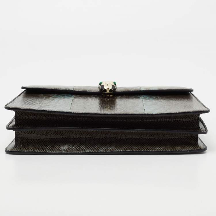Pre Owned Bvlgari Green Karung Leather Serpenti Forever Shoulder Bag